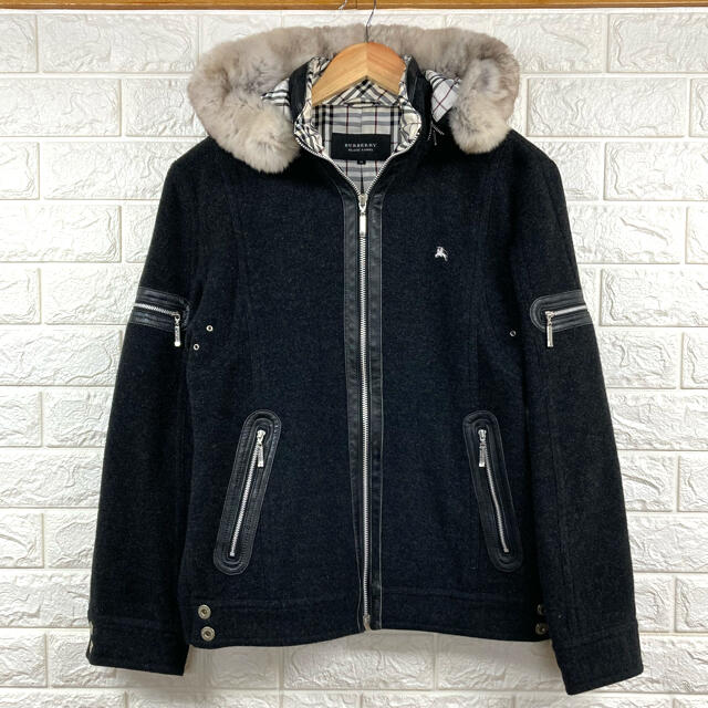 受注生産品 美品 BURBERRY 鹿柄プリントフード付きナイロンジャケット