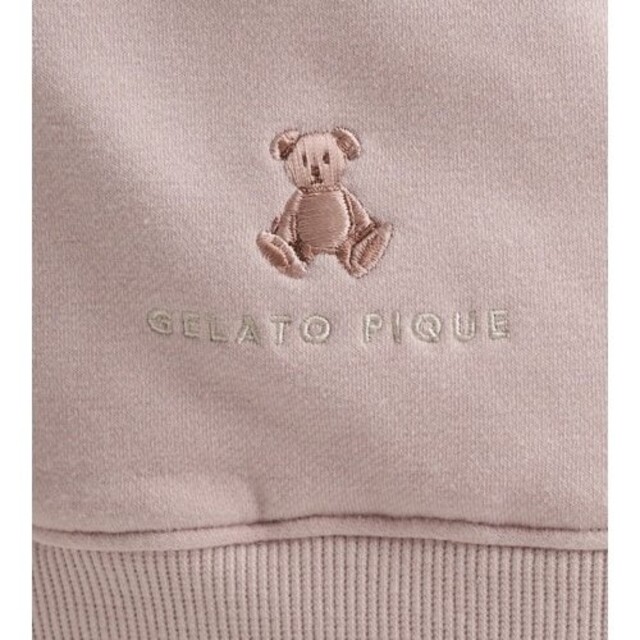 gelato pique - ジェラートピケ ベア刺繍裏毛パーカ ピンクの gelato pique - ジェラートピケ ベア刺繍裏毛パーカ ピンクの