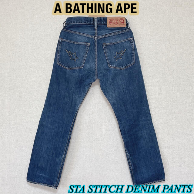 A BATHING APE(アベイシングエイプ)のBAPE✨STA STITCH DENIM PANTS✨ メンズのパンツ(デニム/ジーンズ)の商品写真