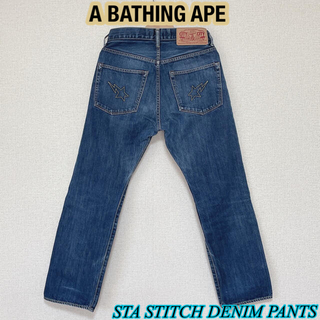 A BATHING APE - BAPE STA STITCH DENIM PANTS の通販 by ...