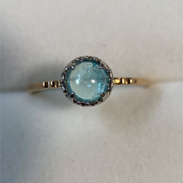 美品　大粒パライバトルマリン　15号　0.674ct pt900 k18pg レディースのアクセサリー(リング(指輪))の商品写真