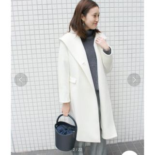 美品☆イエナスローブ　カシミア混　ニュアンスフードコート