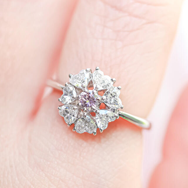 専用です。極上　天然ピンクダイヤモンド　ハートカットダイヤモンド◇手作りリング レディースのアクセサリー(リング(指輪))の商品写真
