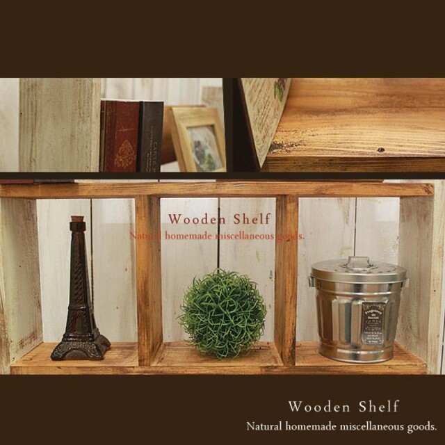 ハンドメイド  アンティーク加工  シェルフ  木製棚  ナチュラル ハンドメイドのインテリア/家具(家具)の商品写真