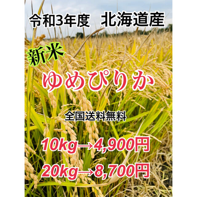 食品令和3年度産 北海道米  新米 ゆめぴりか 20キロ・ブランド米・送料無料