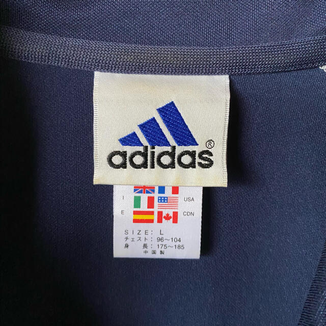 【希少】90’s adidas 万国旗タグ ジャージ セットアップ L ネイビー
