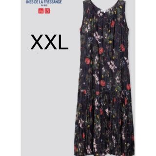 ユニクロ(UNIQLO)のUNIQLO ツイストプリーツワンピース　ノースリーブ　ネイビー　イネス　XXL(ロングワンピース/マキシワンピース)