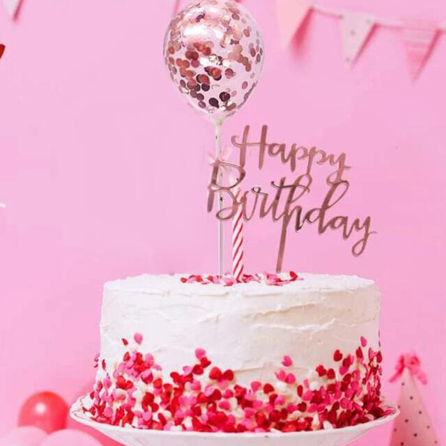 誕生日ケーキ 飾り 風船セット ハッピーバースデー メッセージ ハンドメイドのパーティー(フォトプロップス)の商品写真