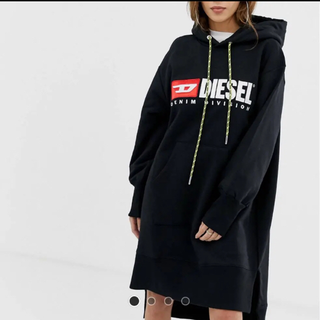 美品♡DIESEL(ディーゼル)袖切替ラムレザーロングパーカー　ロゴプレート