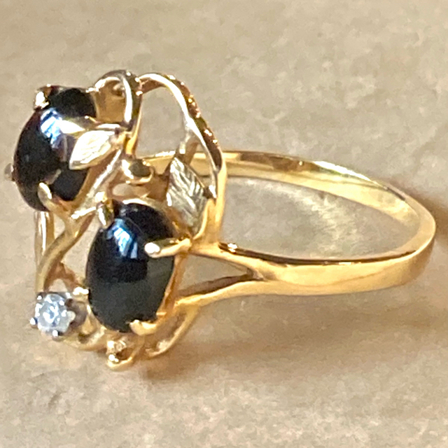 14K 一点物 Black Onyx Diamond Ring ヴィンテージ レディースのアクセサリー(リング(指輪))の商品写真