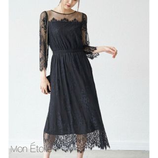 ロペピクニック(Rope' Picnic)のROPE' PICNIC レースDRESS ワンピース  ブラック(ロングワンピース/マキシワンピース)