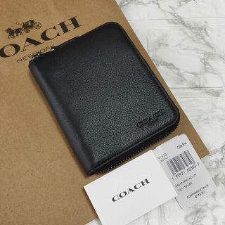 コーチ(COACH)のCOACH コーチ ラウンドジップ 二つ折り 財布 メンズ ブラック レザー(折り財布)