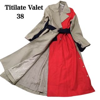 Titilate Valet 38 茶色×赤 スリットデザイン トレンチコート(ロングコート)