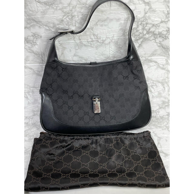 ✨美品✨GUCCI ジャッキー GGキャンバス レザー ショルダーバッグ 黒