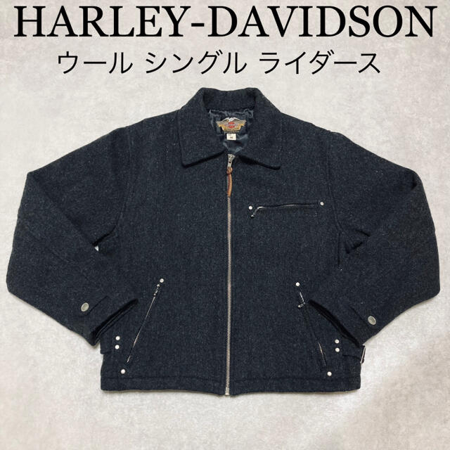 Harley Davidson(ハーレーダビッドソン)のHARLEY DAVIDSON ウール シングル ライダース ジャケット M メンズのジャケット/アウター(ライダースジャケット)の商品写真