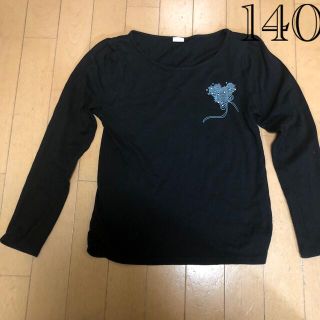 ジーユー(GU)の(綺麗め）gu薄手の長袖ロンTシャツ140黒(Tシャツ/カットソー)