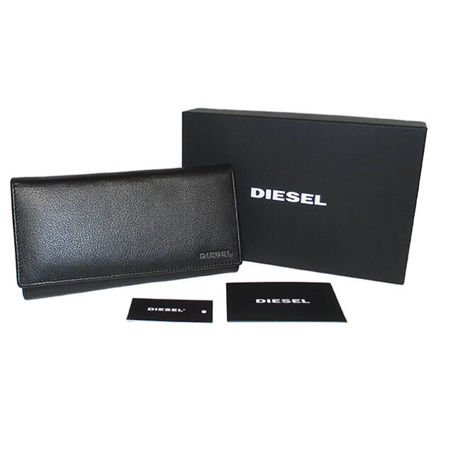 DIESEL(ディーゼル)のDIESEL ディーゼル 長財布 長札 ヤギ革 X05660 ブラック／オレンジ メンズのファッション小物(長財布)の商品写真