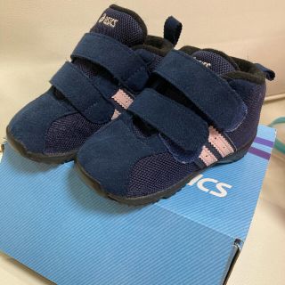 アシックス(asics)のasics ネイビー＆ピンクライン　美品　14.5㎝(スニーカー)