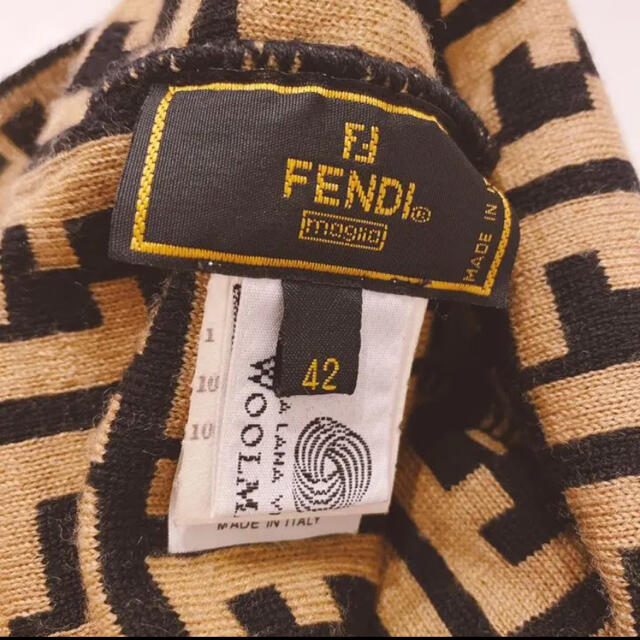 FENDI(フェンディ)のFENDI フェンディ ニット帽子 ズッカ柄 ロゴ レディースの帽子(ニット帽/ビーニー)の商品写真