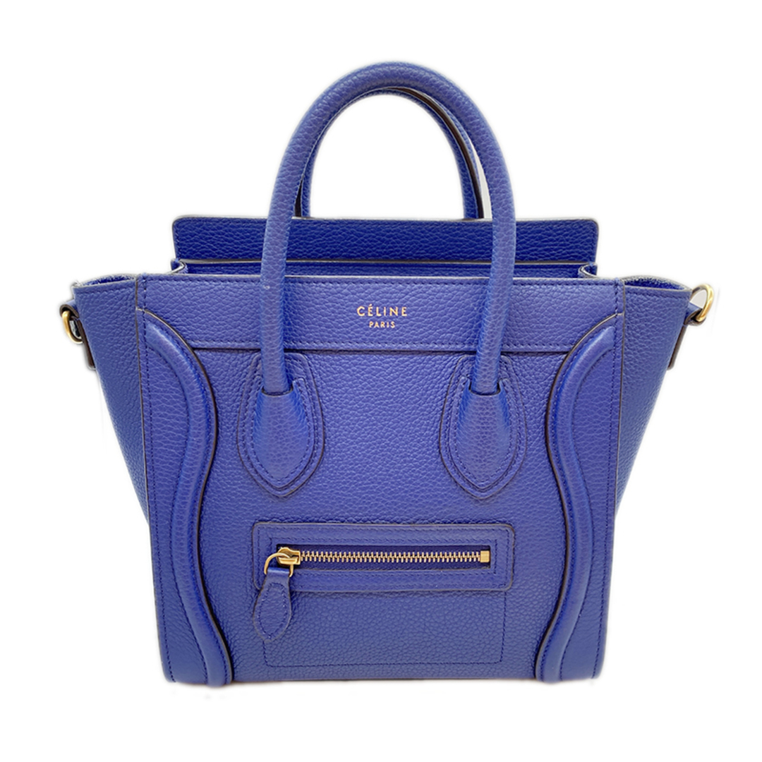 セリーヌ CELINE ラゲージナノショッパー ブルー レザー レディース ...