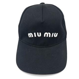 ミュウミュウ(miumiu)のMIUMIU ミュウミュウ ロゴ ドット柄リボン 結び キャップ(キャップ)