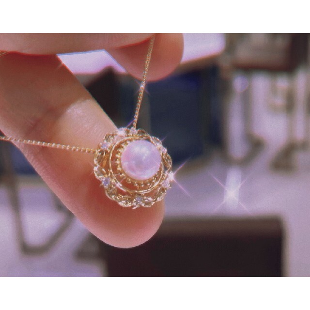【高級】天然あこや真珠　ダイヤモンド付きネックレスk18 2