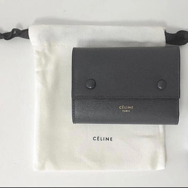 グレー金具【 CELINE 】セリーヌ 三つ折り ミニ財布