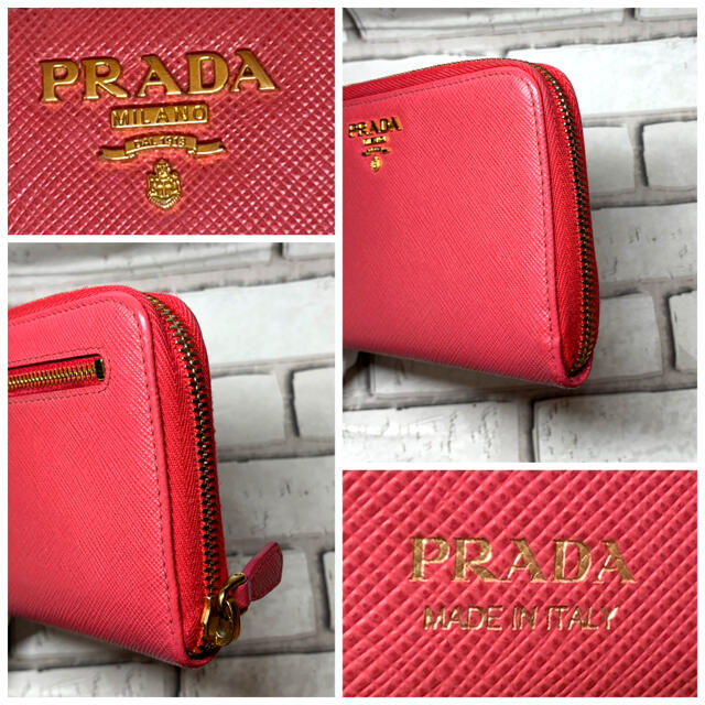 綺麗!! 良好!! プラダ PRADA 財布 二つ折り ピンク レディース 1