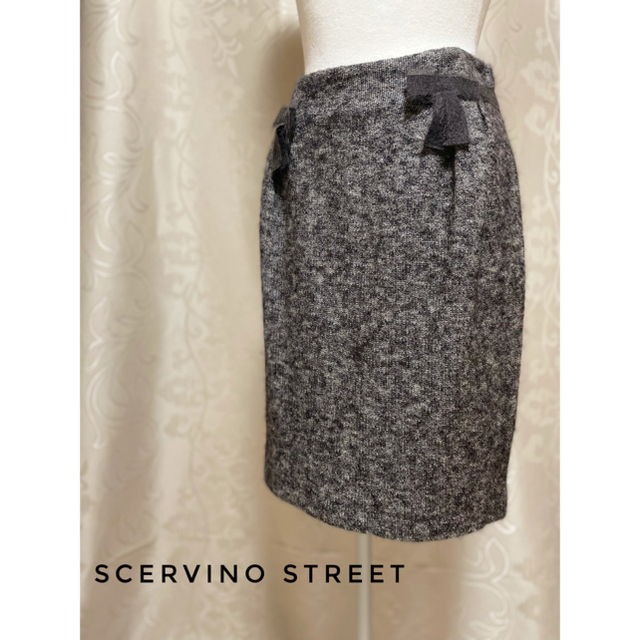 ERMANNO SCHERVINO(エルマンノシェルヴィーノ)の美品❣️SCERVINO Street シェルビーノ サイドリボン膝丈スカート レディースのスカート(ひざ丈スカート)の商品写真