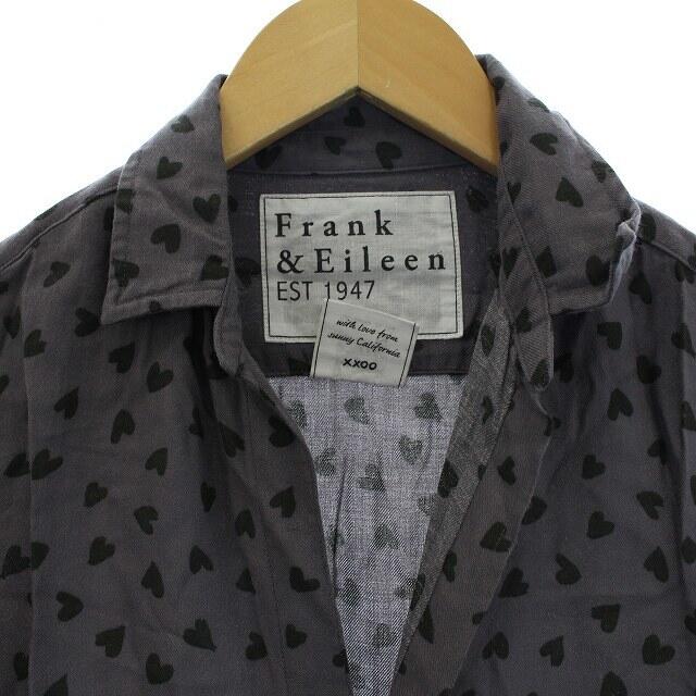 Frank&Eileen(フランクアンドアイリーン)のフランク&アイリーン ブラウス シャツ 長袖 ハート柄 XXS グレー 黒 レディースのトップス(シャツ/ブラウス(長袖/七分))の商品写真