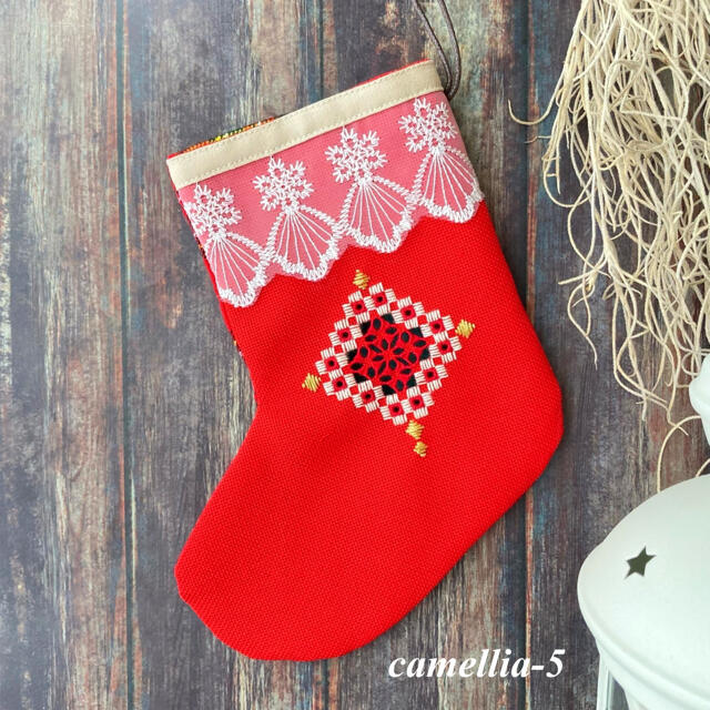 ハーダンガー刺繍のクリスマスソックス 21ｂの通販 By Camellia 5 S Shop ラクマ