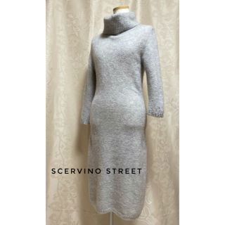 エルマンノシェルヴィーノ(ERMANNO SCHERVINO)のSCERVINO Streetシェルビーノ 袖口ビジュータートルニットワンピース(ひざ丈ワンピース)