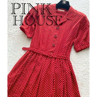 ピンクハウス(PINK HOUSE)のピンクハウス　ワンピース  ドット　赤(ひざ丈ワンピース)