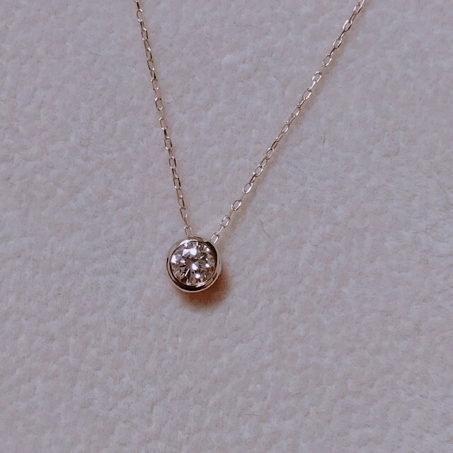 K18ダイヤモンドネックレス♡一粒ダイヤモンド レディースのアクセサリー(ネックレス)の商品写真