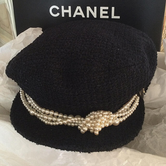 CHANEL(シャネル)の専用　CHANEL ツイード　パール　キャスケット レディースの帽子(キャスケット)の商品写真