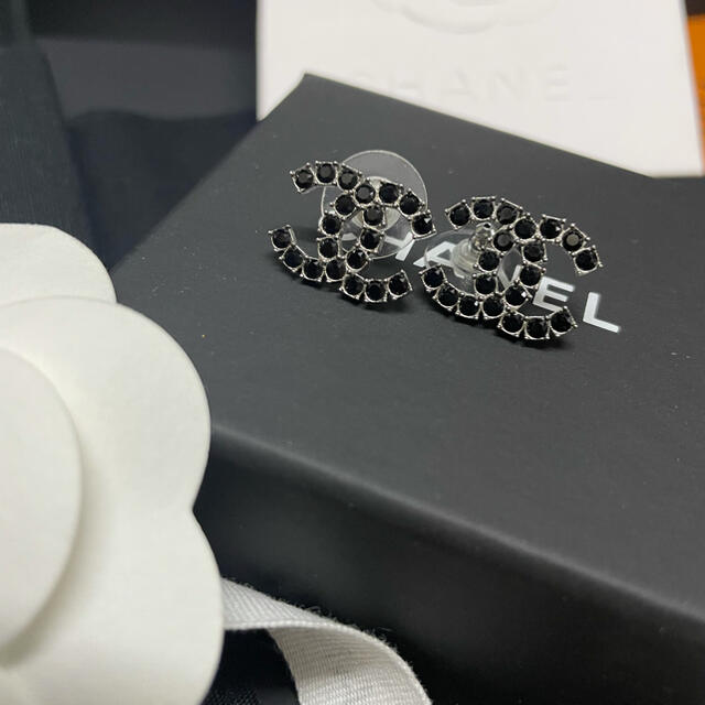 超美品❣️正規CHANELココマークブラックストーンピアス
