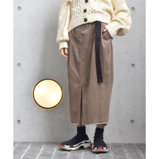 ダブルクローゼット(w closet)のコーデュロイベルト付きウエストギャザースカート(303894)(ロングスカート)