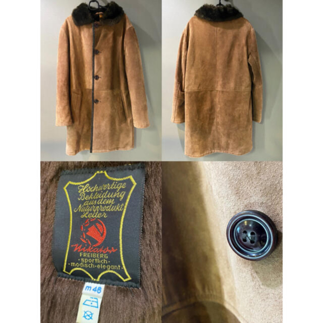 古着 ビンテージ 70s レザー ロング ジャケット エコファー 美品 古着 ビンテージ 70s レザー ロング ジャケット エコファー 美品