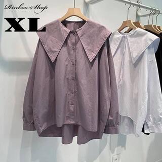大人気♡ ビッグ襟ブラウス 紫 XLサイズ ブラウス シャツ ガーリー(シャツ/ブラウス(長袖/七分))