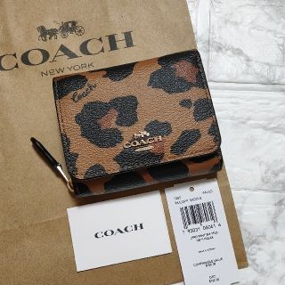 コーチ(COACH)の大人気★COACH コーチ 三つ折り レザーウォレット レオパード柄 ミニ財布(財布)