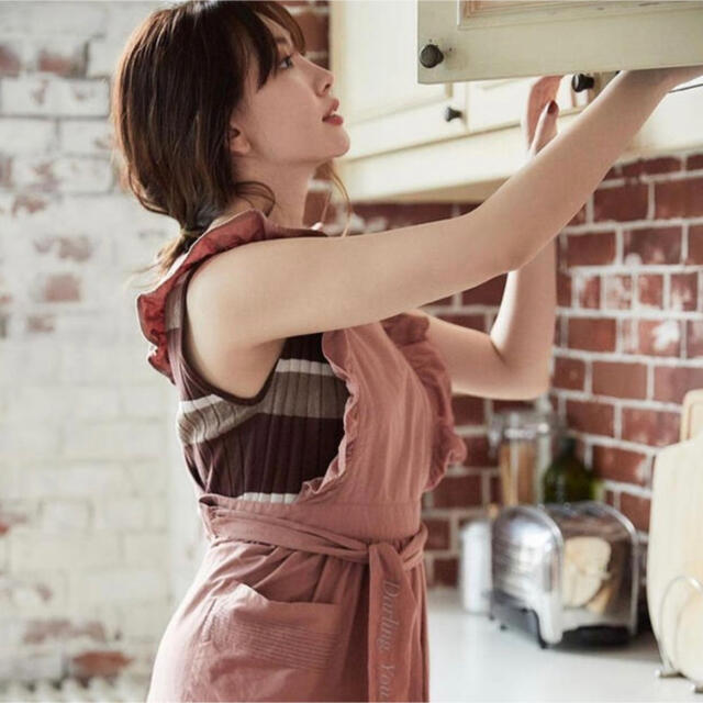 her lip to washed Cotton Apron rose レディースのレディース その他(その他)の商品写真