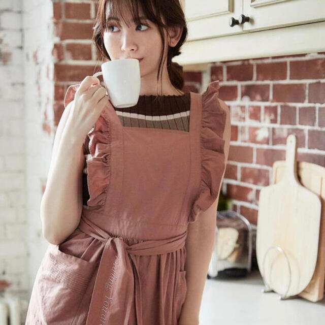 her lip to washed Cotton Apron rose レディースのレディース その他(その他)の商品写真