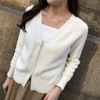 希少34P M-PREMIER エムプルミエ Vネックジップニットカーディガン