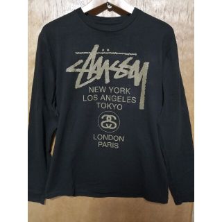 ステューシー(STUSSY)のSTUSSY ロンＴ ブラック ゴールド Lサイズ(Tシャツ/カットソー(七分/長袖))