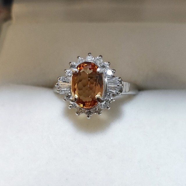 ダイヤモンド×インペリアルトパーズ リング Pt900 1.35ct 6.3g