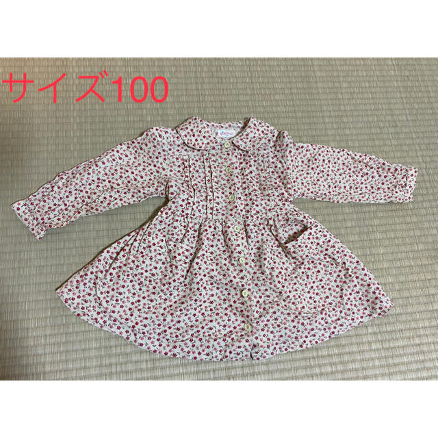 ワンピース　100花柄　長袖 キッズ/ベビー/マタニティのキッズ服女の子用(90cm~)(ワンピース)の商品写真