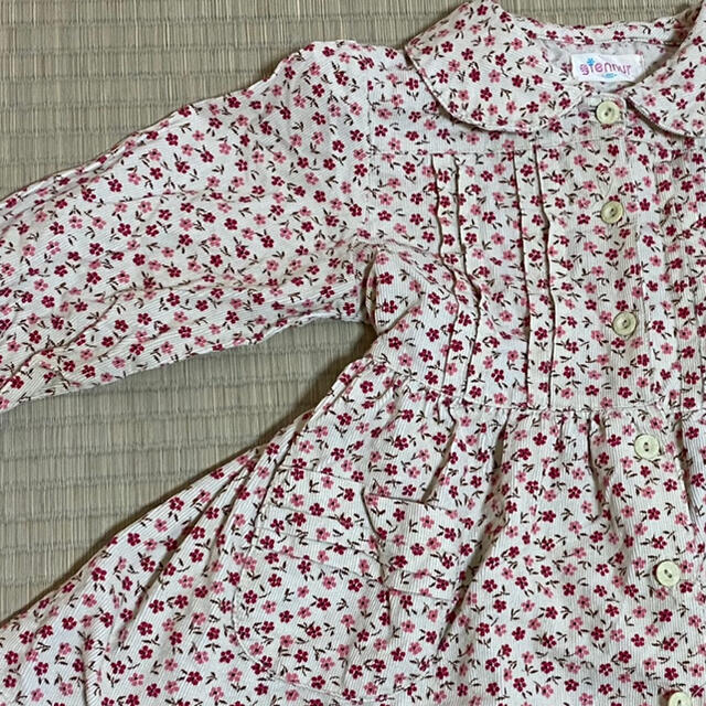 ワンピース　100花柄　長袖 キッズ/ベビー/マタニティのキッズ服女の子用(90cm~)(ワンピース)の商品写真