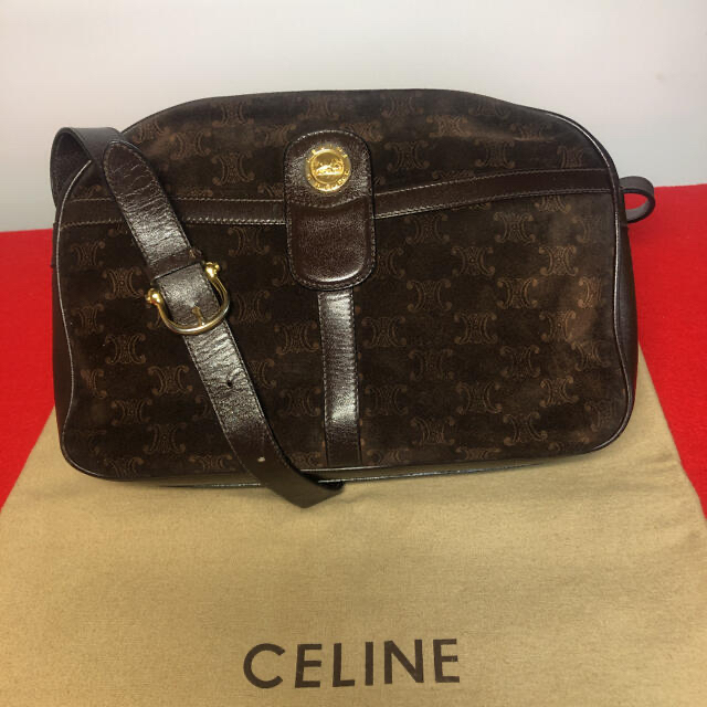 セリーヌ CELINE 馬車金具 マカダム ブラゾン ヴィンテージ ショルダーバッグ レザー/スエード ブラウン