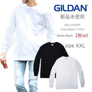 ギルタン(GILDAN)の新品未使用 ギルダン ウルトラコットン 長袖Tシャツ  白黒２枚セット XXL(Tシャツ/カットソー(七分/長袖))