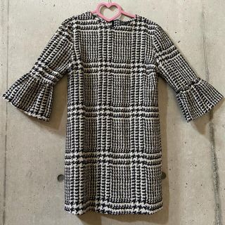 ザラ(ZARA)の★ザラ★千鳥格子 ワンピース Lサイズ 3回使用(ミニワンピース)